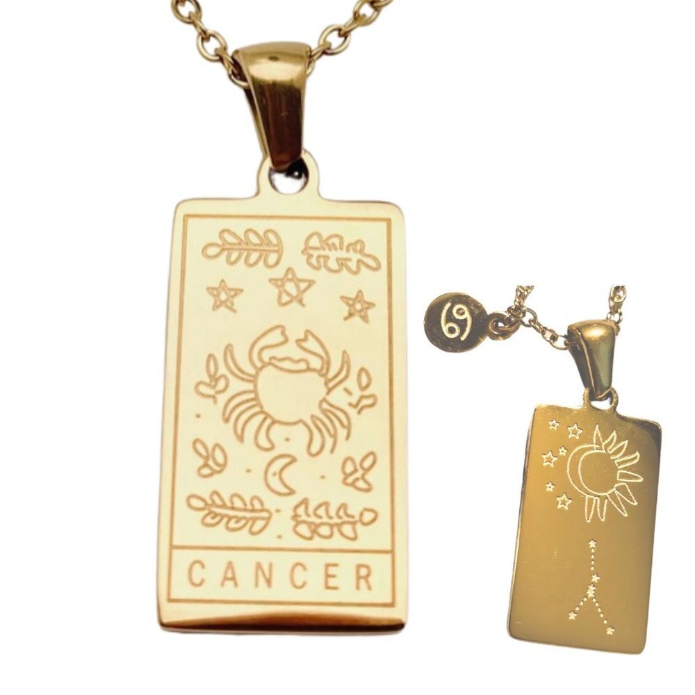 CANCER Zodiac & Constellation Stainless Steel Pendant Necklace